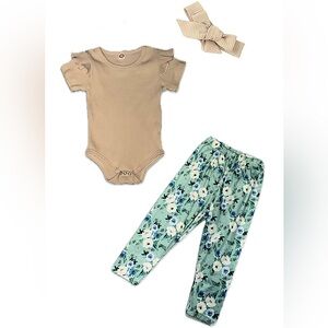 Infant Boutique 3pc Baby Floral Pants Set SZ 12-18m